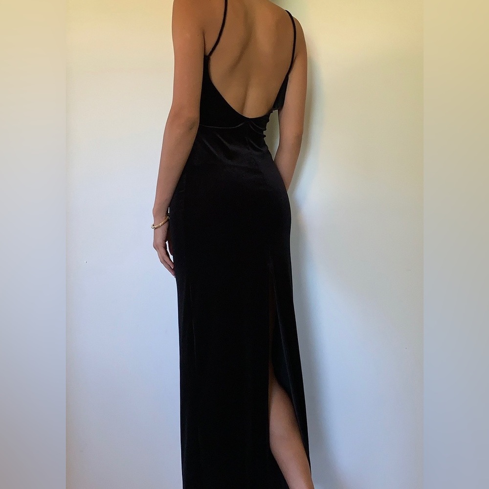 Vintage Black Dress Open Back